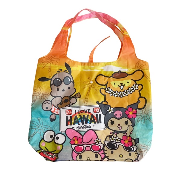 I Love Hawaii Sanrio Character Tote Bag Hello Kitty Keroppi Pochacco - Picture 2 of 6